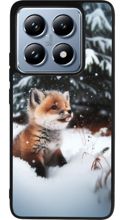 Coque Xiaomi 14T Pro - Silicone rigide noir Noël 2023 Renardeau sapin