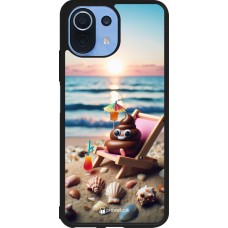 Xiaomi Mi 11 Lite 5G Case Hülle - Silikon schwarz Kackhaufen Emoji auf Liegestuhl