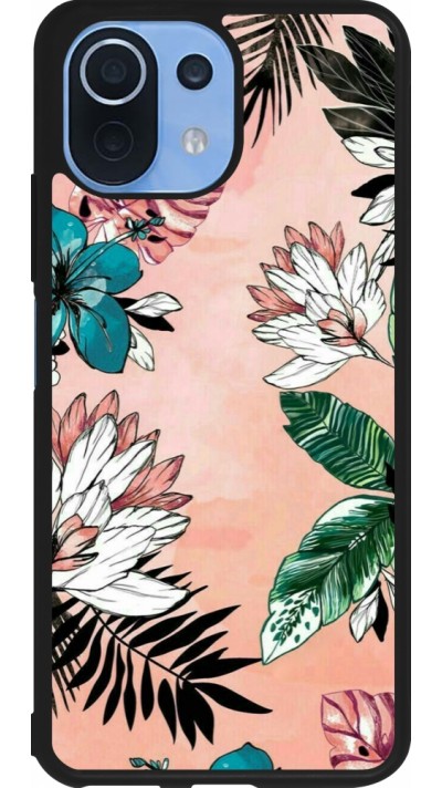 Xiaomi Mi 11 Lite 5G Case Hülle - Silikon schwarz Flowers Artprint