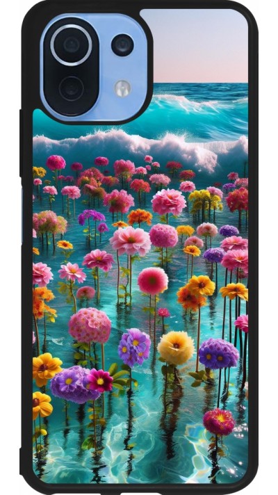 Xiaomi Mi 11 Lite 5G Case Hülle - Silikon schwarz Blumenmeer Wellen
