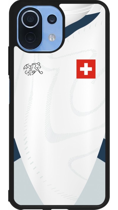 Coque Xiaomi Mi 11 Lite 5G - Silicone rigide noir Maillot de football Suisse Extérieur personnalisable Coque Xiaomi Mi 11 Lite 5G - Silicone rigide noir Maillot de football Suisse Extérieur personnalisable