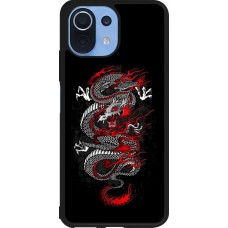 Xiaomi Mi 11 Lite 5G Case Hülle - Silikon schwarz Japanese style Dragon Tattoo Red Black
