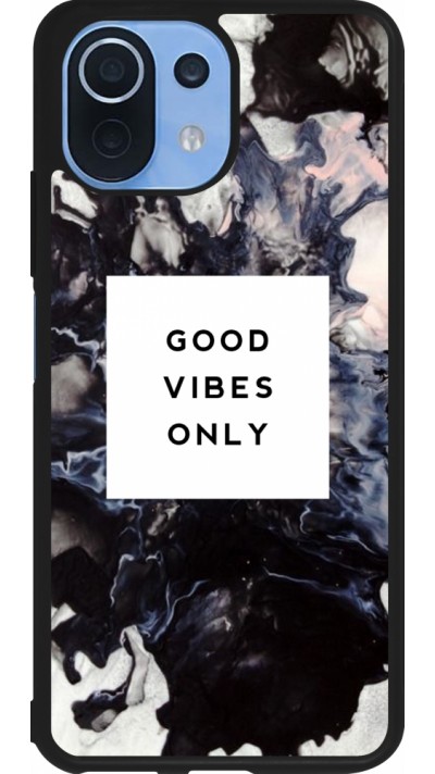 Coque Xiaomi Mi 11 Lite 5G - Silicone rigide noir Marble Good Vibes Only Coque Xiaomi Mi 11 Lite 5G - Silicone rigide noir Marble Good Vibes Only