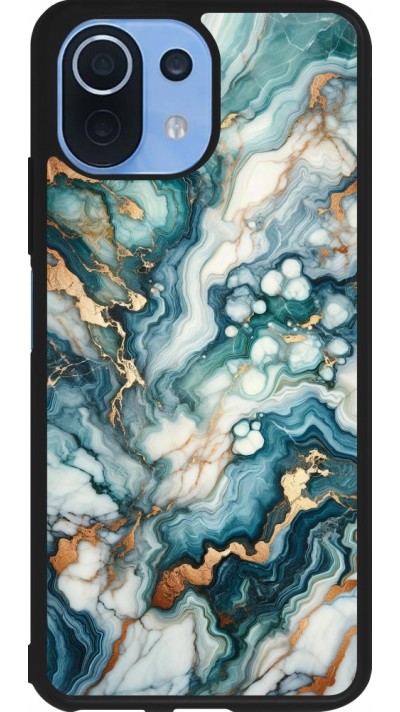 Coque Xiaomi Mi 11 Lite 5G - Silicone rigide noir Marbre Vert Bleu Doré