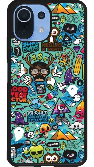Coque Xiaomi Mi 11 Lite 5G - Silicone rigide noir Mixed Cartoons Turquoise Coque Xiaomi Mi 11 Lite 5G - Silicone rigide noir Mixed Cartoons Turquoise