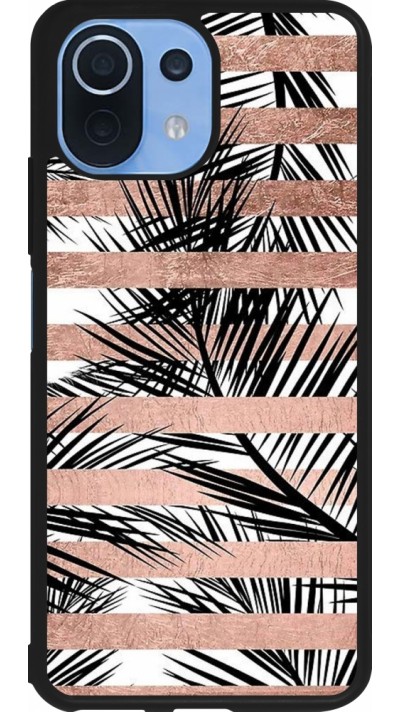 Coque Xiaomi Mi 11 Lite 5G - Silicone rigide noir Palm trees gold stripes Coque Xiaomi Mi 11 Lite 5G - Silicone rigide noir Palm trees gold stripes