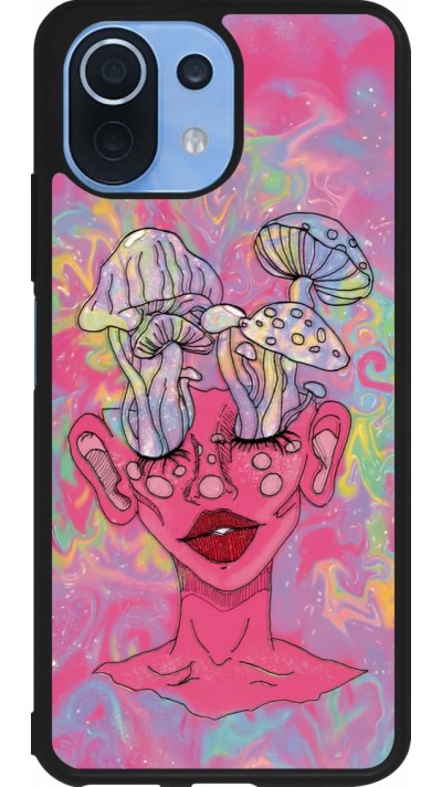 Xiaomi Mi 11 Lite 5G Case Hülle - Silikon schwarz Psychedelic pink mushroom