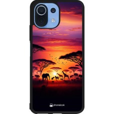 Xiaomi Mi 11 Lite 5G Case Hülle - Silikon schwarz Safari Sonnenuntergang Wildtiere