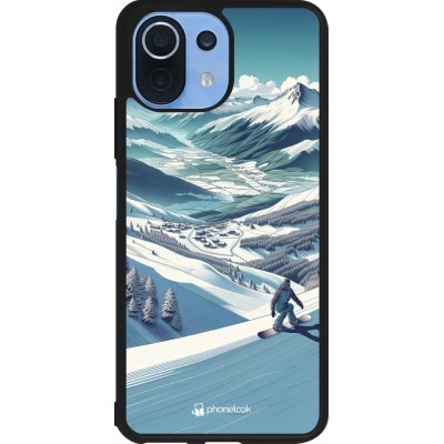 Xiaomi Mi 11 Lite 5G Case Hülle - Silikon schwarz Snowboarder Berg