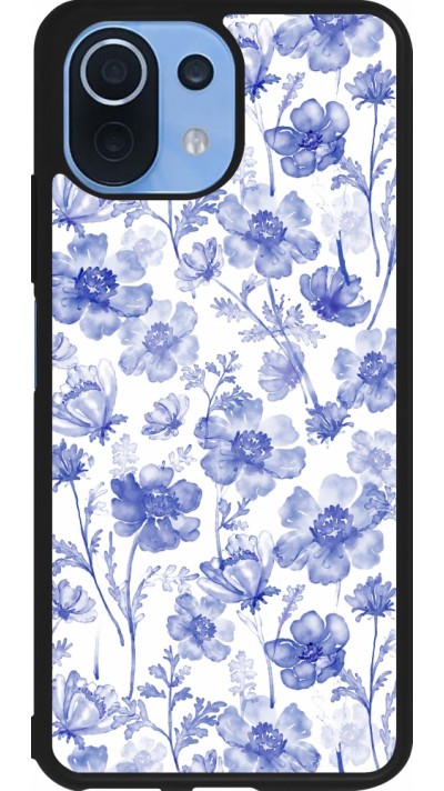 Coque Xiaomi Mi 11 Lite 5G - Silicone rigide noir Spring 23 watercolor blue flowers Coque Xiaomi Mi 11 Lite 5G - Silicone rigide noir Spring 23 watercolor blue flowers