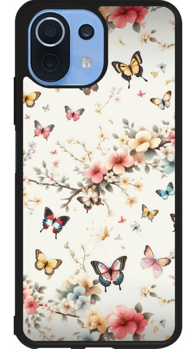 Coque Xiaomi Mi 11 Lite 5G - Silicone rigide noir Spring 25 Papillons Légers Coque Xiaomi Mi 11 Lite 5G - Silicone rigide noir Spring 25 Papillons Légers