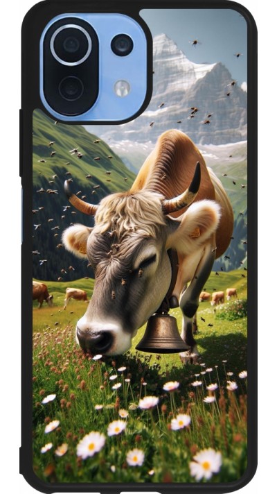 Coque Xiaomi Mi 11 Lite 5G - Silicone rigide noir Vache montagne Valais Coque Xiaomi Mi 11 Lite 5G - Silicone rigide noir Vache montagne Valais