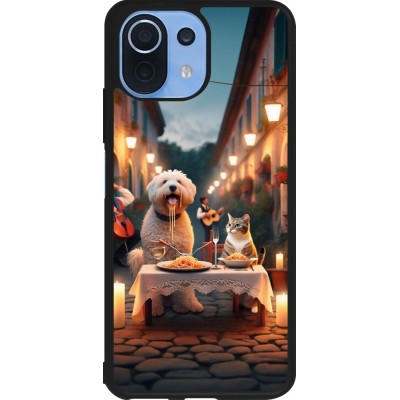 Xiaomi Mi 11 Lite 5G Case Hülle - Silikon schwarz Valentin 2024 Hund & Katze Kerzenlicht