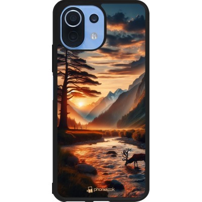 Xiaomi Mi 11 Lite 5G Case Hülle - Silikon schwarz Tal Sonnenuntergang Hirsch Baum