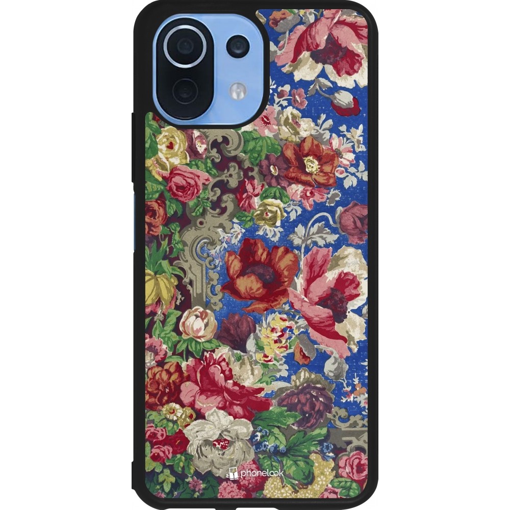 Xiaomi Mi 11 Lite 5G Case Hülle - Silikon schwarz Vintage Art Flowers