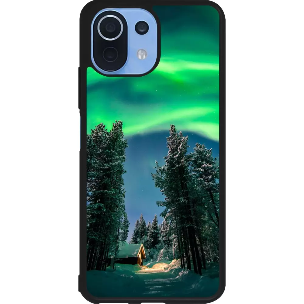 Xiaomi Mi 11 Lite 5G Case Hülle - Silikon schwarz Winter 22 Northern Lights