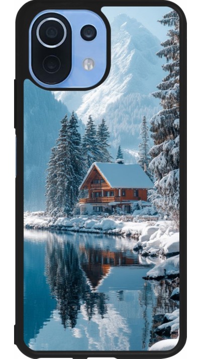 Coque Xiaomi Mi 11 Lite 5G - Silicone rigide noir Winter 25 Winter house forest day