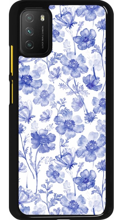 Xiaomi Poco M3 Case Hülle - Spring 23 watercolor blue flowers