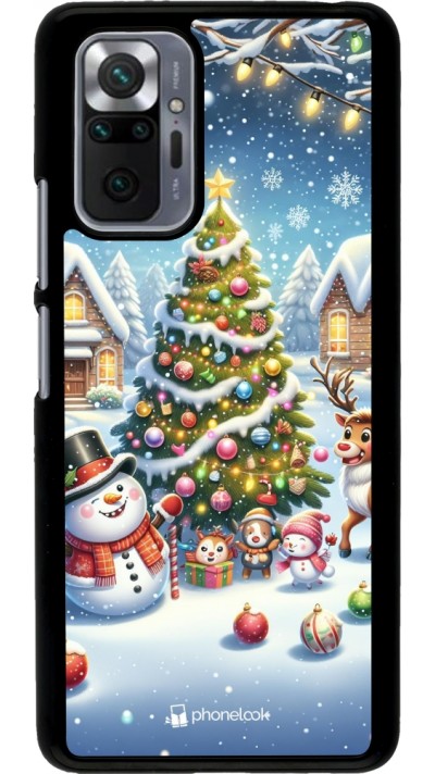 Xiaomi Redmi Note 10 Pro Case Hülle - Weihnachten 2023 Schneemann und Tannenbaum