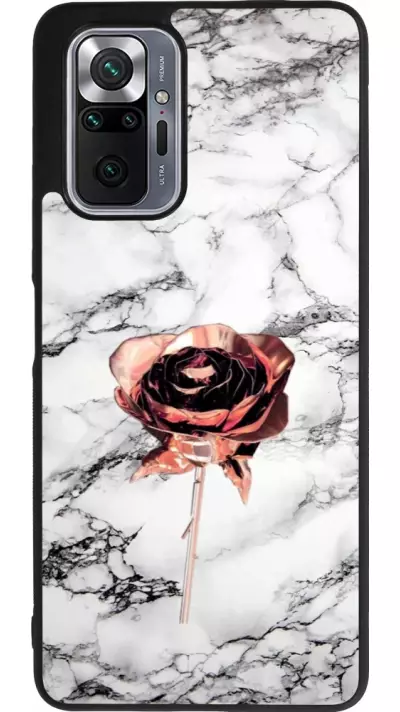 Coque Xiaomi Redmi Note 10 Pro Max - Silicone rigide noir Marble Rose Gold