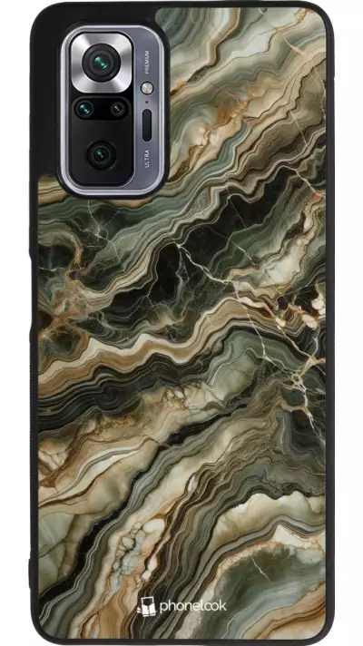 Coque Xiaomi Redmi Note 10 Pro Max - Silicone rigide noir Marbre Olive