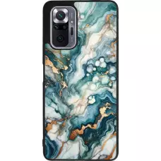 Coque Xiaomi Redmi Note 10 Pro Max - Silicone rigide noir Marbre Vert Bleu Doré