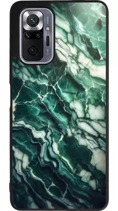 Coque Xiaomi Redmi Note 10 Pro Max - Silicone rigide noir Marbre vert majestueux