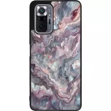 Coque Xiaomi Redmi Note 10 Pro Max - Silicone rigide noir Marbre violette argentée