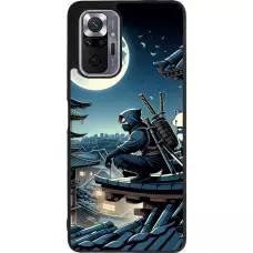 Coque Xiaomi Redmi Note 10 Pro Max - Silicone rigide noir Ninja sous la lune