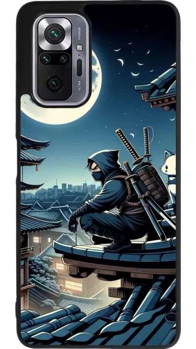 Coque Xiaomi Redmi Note 10 Pro Max - Silicone rigide noir Ninja sous la lune