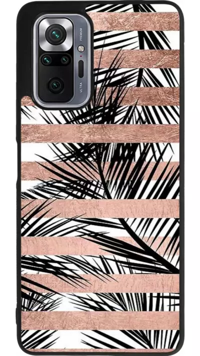 Coque Xiaomi Redmi Note 10 Pro Max - Silicone rigide noir Palm trees gold stripes