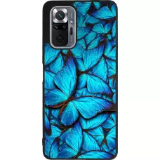 Coque Xiaomi Redmi Note 10 Pro Max - Silicone rigide noir Papillon bleu