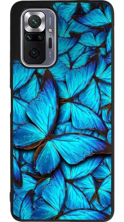 Coque Xiaomi Redmi Note 10 Pro Max - Silicone rigide noir Papillon bleu