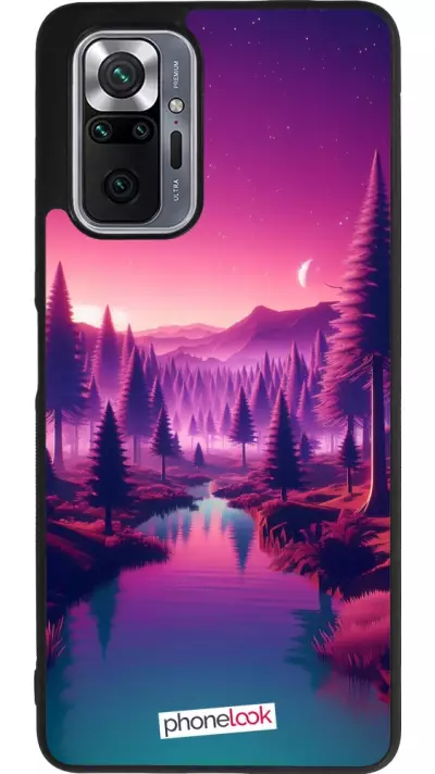 Coque Xiaomi Redmi Note 10 Pro Max - Silicone rigide noir Paysage Violet-Rose