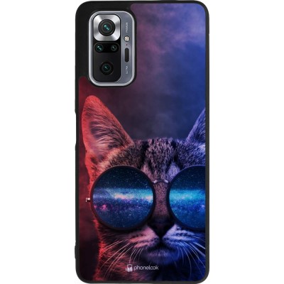 Xiaomi Redmi Note 10 Pro Max Case Hülle - Silikon schwarz Red Blue Cat Glasses