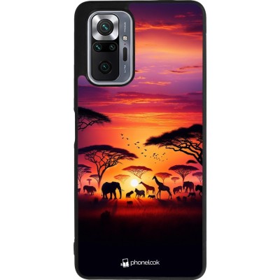Xiaomi Redmi Note 10 Pro Max Case Hülle - Silikon schwarz Safari Sonnenuntergang Wildtiere