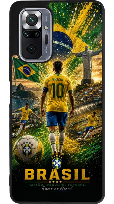 Coque Xiaomi Redmi Note 10 Pro Max - Silicone rigide noir Football Brésil splash 2026