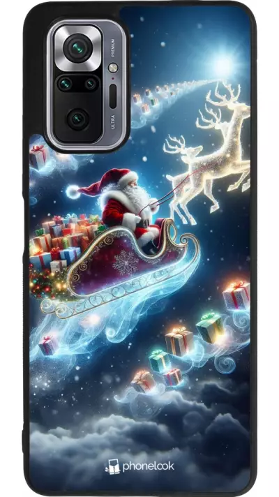 Coque Xiaomi Redmi Note 10 Pro Max - Silicone rigide noir Noël 2023 Père Noël enchanté