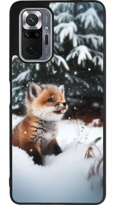 Coque Xiaomi Redmi Note 10 Pro Max - Silicone rigide noir Noël 2023 Renardeau sapin