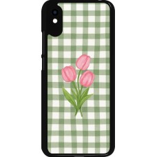 Xiaomi Redmi 9A Case Hülle - Green vichy tulips Spring 2026