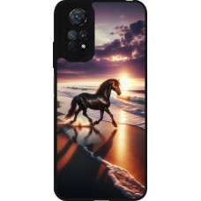 Coque Xiaomi Redmi Note 11 / 11S - Silicone rigide noir Cheval majestueux plage