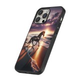 iPhone 12 Pro Max Case Hülle - Silikon schwarz Pferd majestätisch Strand