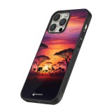 iPhone 12 Pro Max Case Hülle - Silikon schwarz Safari Sonnenuntergang Wildtiere