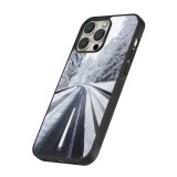 iPhone 12 Pro Max Case Hülle - Silikon schwarz Winter 22 Snowy Road