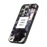 Coque iPhone 13 Pro Max - Silicone rigide noir Marble Good Vibes Only