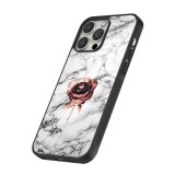 Coque iPhone 13 Pro Max - Silicone rigide noir Marble Rose Gold