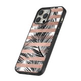 Coque iPhone 13 Pro Max - Silicone rigide noir Palm trees gold stripes