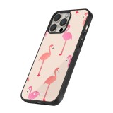 Coque iPhone 13 Pro Max - Silicone rigide noir Pink Flamingos Pattern