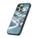 Coque iPhone 13 Pro Max - Silicone rigide noir Snowboarder Montagne