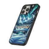 Coque iPhone 13 Pro Max - Silicone rigide noir Snowy Mountain Village Lake night
